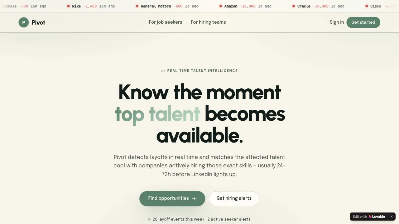Pivot - Real-Time Talent Intelligence